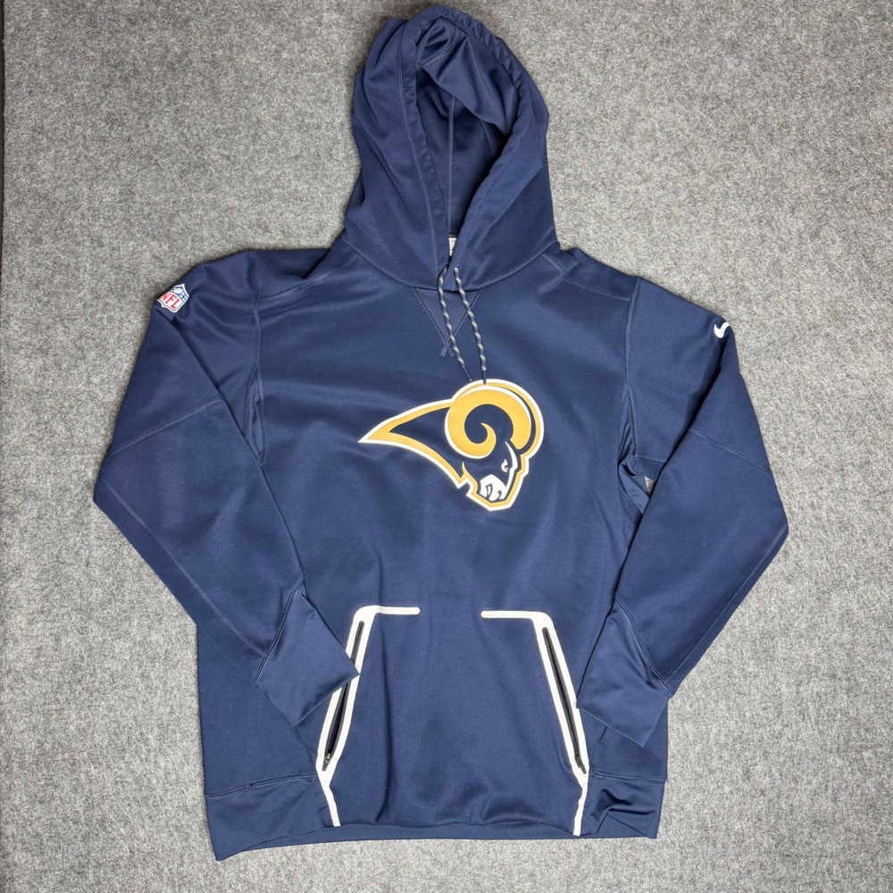 Nike Los Angeles Rams NFL Onfield Apparel‎ Therma-FIT Hoodie Navy Blue Mens XL